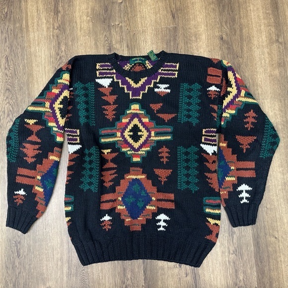 Embassy‎ Row Aztec inspired print 90s heavy mens sweater size large - Picture 1 of 5